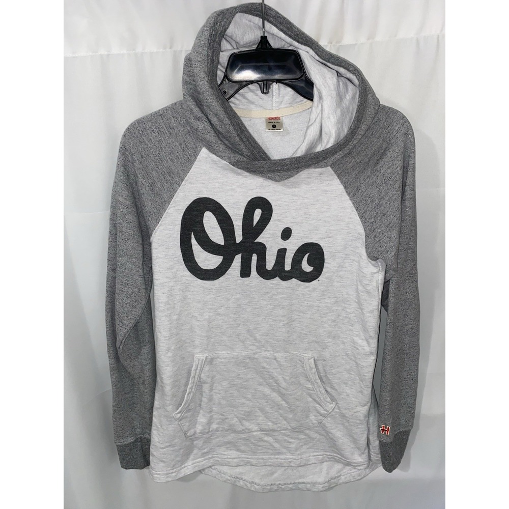 Homage Ohio State Buckeyes Script Ohio Hoodie Pullover Gray Womens Small